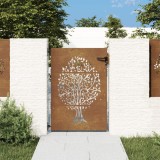 vidaXL Poartă pentru grădină, 85x125 cm, oțel corten, model copac