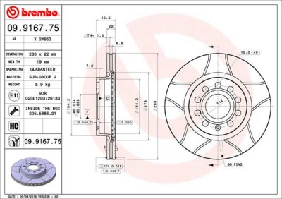 BREMBO 09.9167.75 XTRA LINE - Max Disc frana foto