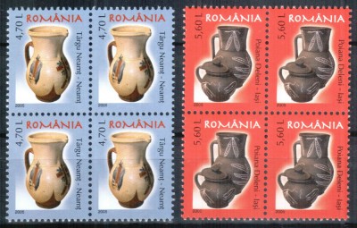 Romania 2005, LP 1706, Ceramica romaneasca IV, seria in blocuri de 4, MNH! foto
