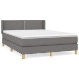 Pat box spring cu saltea, gri inchis, 140x190 cm, textil