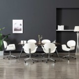 VidaXL Scaune de bucătărie pivotante, 6 buc., alb, piele ecologică