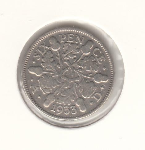 MAREA BRITANIE - 6 PENCE 1933 , Ag500, LM1.42