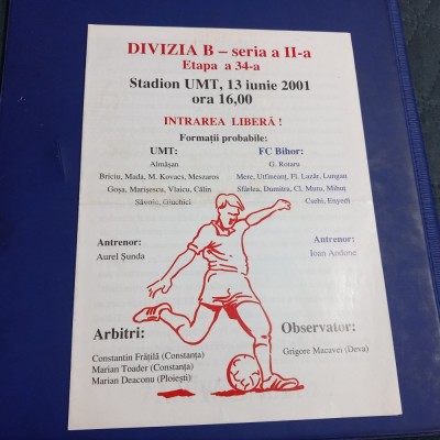 Program U M Timisoara - FC Bihor foto