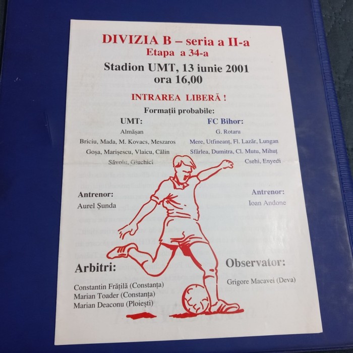 Program U M Timisoara - FC Bihor