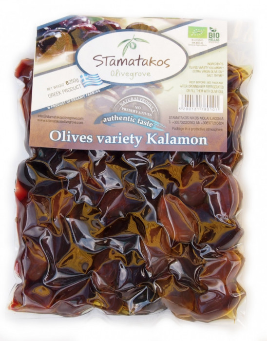 Masline Kalamata vidate bio 250g Stamatakos