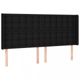 Cumpara ieftin Tablie de pat cu aripioare, negru, 163x16x118/128 cm, textil