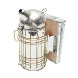 Afumator albine din otel inox, cilindru, scut termic si burduf din piele, 160 mm
