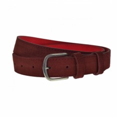 Curea barbati, casual-eleganta, din piele naturala intoarsa, latime 3.5 cm, visiniu - CL004 foto