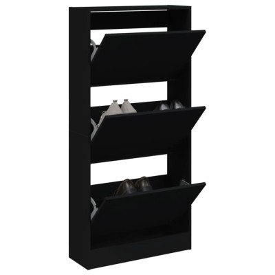 vidaXL Pantofar, negru, 60x21x125,5 cm, lemn compozit foto