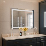 Oglinda LED Rectangulara, 80x60cm, Verite MotionGlow Marcello, Sistem Dezaburire, Ceas &amp; Termometru, Dimabila ModernLight Concept