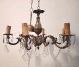Candelabru din bronz masiv cu 6 brațe și elemente din crista