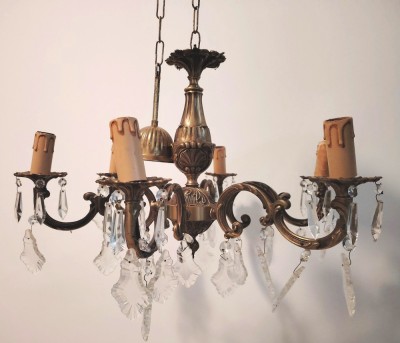 Candelabru din bronz masiv cu 6 brațe și elemente din crista foto
