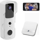 Video Interfon StartONTeam, Wifi Smart cu Senzor Miscare, Night Vision, HD, IR, fara fir Alb