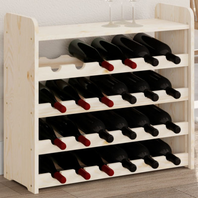 vidaXL Suport de vinuri cu raft superior, 67,5x25x60cm, lemn masiv pin foto