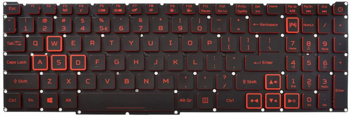Tastatura Laptop, Acer, Nitro 5 AN515-44, AN517-55, AN517-52, NC20C1, iluminare rosie, layout US