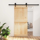 Cumpara ieftin Usa glisanta Natural si Negru 90 x 210 cm Lemn de Pin Solid