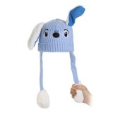 Caciulă Tricotată Albastru cu Captuseală Fleece și Urechi cu Mișcare pentru Bebe, CMCLASS