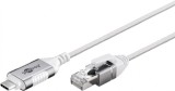 Cablu de retea USB type C la RJ45 Gigabit Cat.6 Slim 7.5m brodat Alb, Goobay G74390