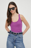 United Colors of Benetton top din bumbac culoarea violet