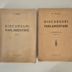 Carte veche Nicolae Iorga Discursuri parlamentare doua volume