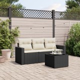 vidaXL Set mobilier de grădină cu perne, 4 piese, negru, poliratan 3251003