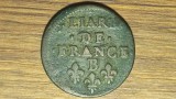 Franta -moneda de colectie istorica- 1 liard de France 1655 ? - Ludovic XIV "Soare" - juvenile bust