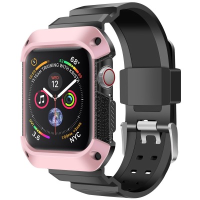 Husa Protectie Ceas OEM Tough pentru Apple Watch Series 4 / 5 / 6 / SE 44mm, TPU - Plastic, Neagra Roz foto