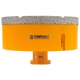 Carota diamantata diametru 100 mm, pentru gresie, granit, ceramica, utilizare umeda/uscata, prindere M14, Powermat