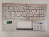 Carcasa superioara cu tastatura palmrest Laptop, Asus, ZenBook 15 UX533FAC, 90NB0NM5-R30590, iluminata, argintie, layout us