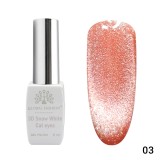 Oja semipermanenta, Snow White, 3D Cat Eye, Global Fashion 8ml, 03