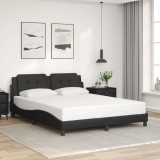 Cumpara ieftin Cadru de pat cu tăblie, negru, 160x200 cm, piele ecologică