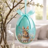 Decoratiune Ou cu Iepuras, Verde Menta, 15cm, CMCLASS