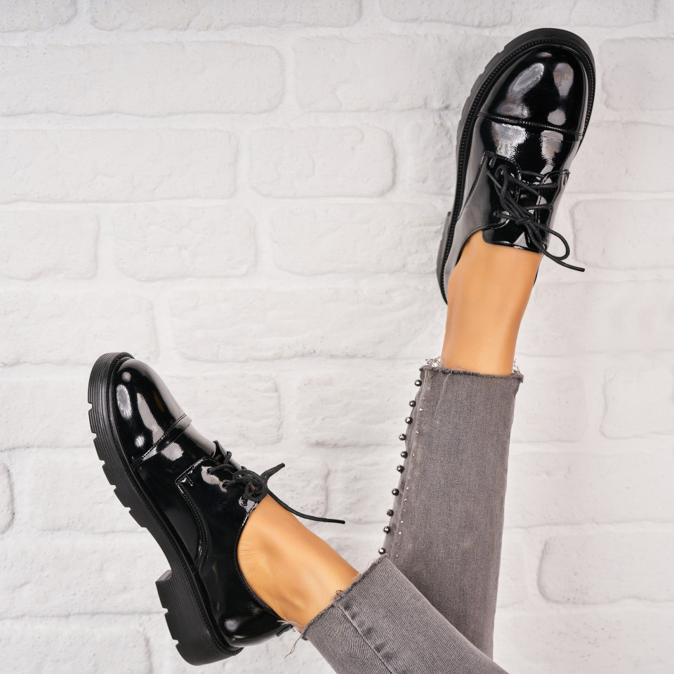 Pantofi dama casual Negri din Piele Ecologica Lacuita Sloan A3556, 36,  Negru | Okazii.ro