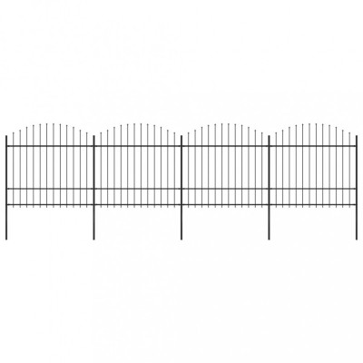 Gard de gradina cu varf sulita, negru, 6,8 m, otel GartenMobel Dekor foto