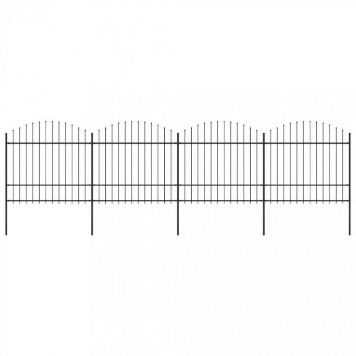 Gard de gradina cu varf sulita, negru, 6,8 m, otel GartenMobel Dekor