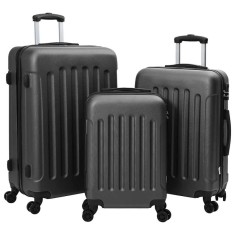 vidaXL Set valize format din 3 piese, cu carcasă dură gri &icirc;nchis, 20&#039;&#039;, 24&#039;&#039; și 28&#039;&#039;, din ABS.