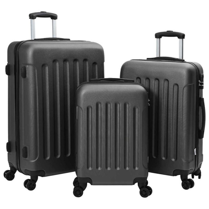 vidaXL Set valize format din 3 piese, cu carcasă dură gri &icirc;nchis, 20&#039;&#039;, 24&#039;&#039; și 28&#039;&#039;, din ABS.