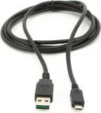 CABLU alimentare si date GEMBIRD, pt. smartphone, USB 2.0 (T) la Micro-USB 2.0 (T) (conector cu dubla fata), 1m, premium, conectori auriti, negru, &quot;CC