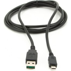 CABLU alimentare si date GEMBIRD, pt. smartphone, USB 2.0 (T) la Micro-USB 2.0 (T) (conector cu dubla fata), 1m, premium, conectori auriti, negru, &amp;qu