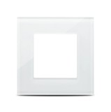 Ramă sticlă Pulsar Touch NS 1 post alb 86x86 mm, design minimalist modern, finisaj securizat 4 mm pentru aparataj electric &icirc;ncastrat premium