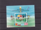 FOOTBAL PRELIMINARII ,BLOC NEDANTELAT, 1990 STAMPILAT,ROMANIA.
