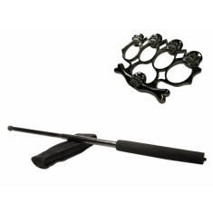 Set baston telescopic negru 50 cm + box,rozeta craniu negru