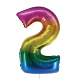 Balon curcubeu aniversare 2 ani, 82x50cm, jumbo