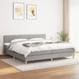 VidaXL Pat box spring cu saltea, gri deschis, 200x200 cm, textil