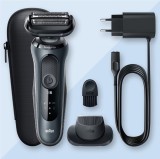 Aparat de ras electric Braun Series 6 61-N1000s Wet&amp;Dry, AutoSense, 4 elemente de taiere, SensoFlex, Trusa de voiaj, Gri, Resigilat, Grad A