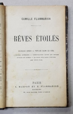 REVES ETOILES par CAMILLE FLAMMARION , 1888, CONTINE EX LIBRIS * foto