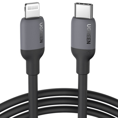 Cablu De &amp;icirc;ncărcare Rapidă Ugreen USB Tip C - Lightning (certificat MFI) Putere De Livrare 20W 1m Negru (US387 20304) 6957303823048 foto