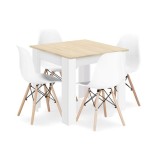 Set masa pentru sufragerie/living + 4 scaune Osaka alb, Artool, lemn, stejar sonoma si alb, 80x80x75 cm GartenVIP DiyLine