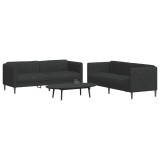 VidaXL Set de canapele, 2 piese, negru, material textil