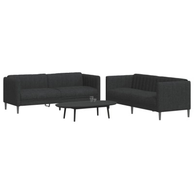 vidaXL Set de canapele, 2 piese, negru, material textil foto